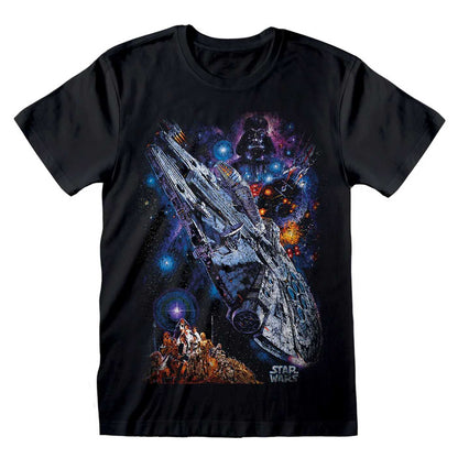 Black - Front - Star Wars Unisex Adult Galaxy Ship Poster T-Shirt