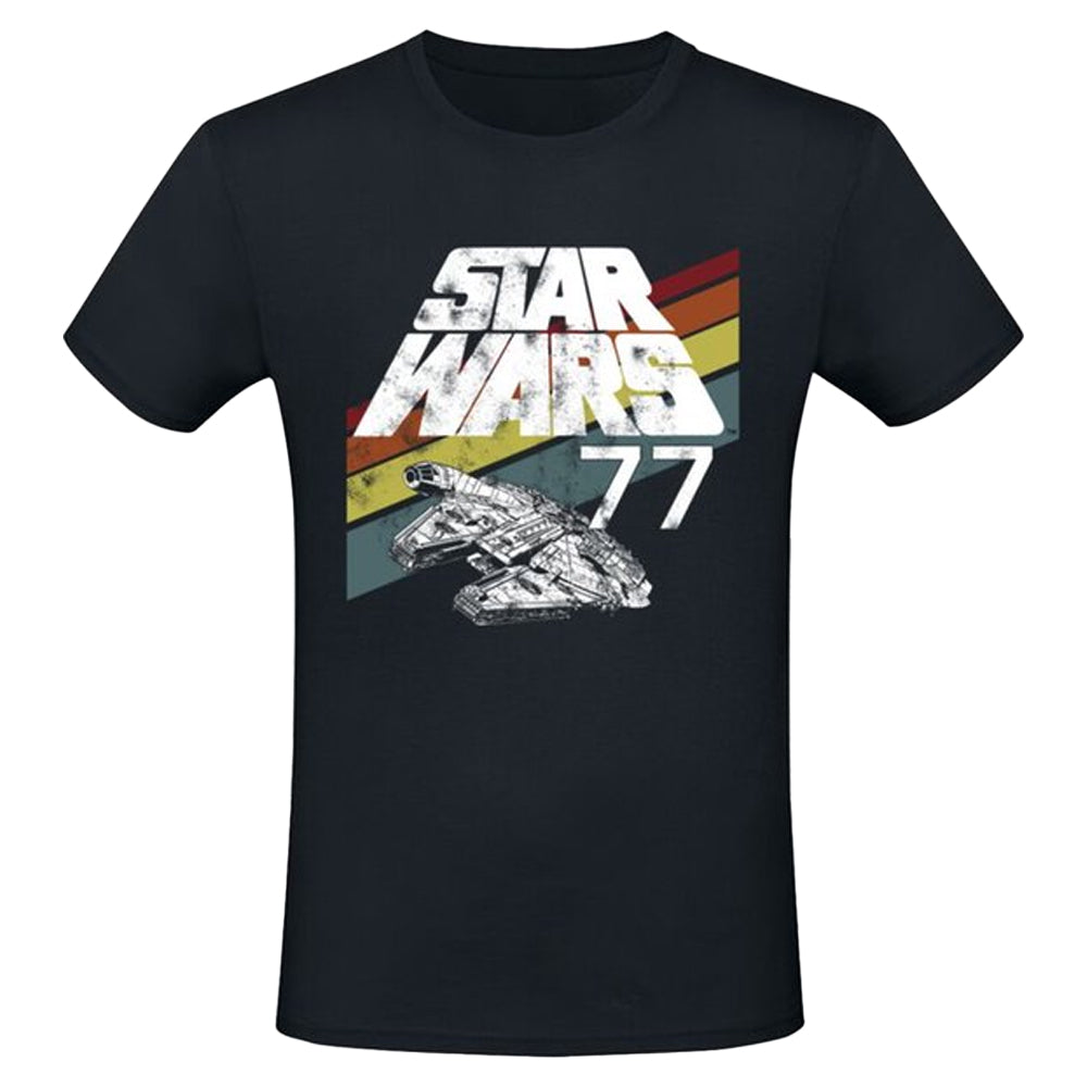 Black - Front - Star Wars Unisex Adult Classic 77 Falcon T-Shirt