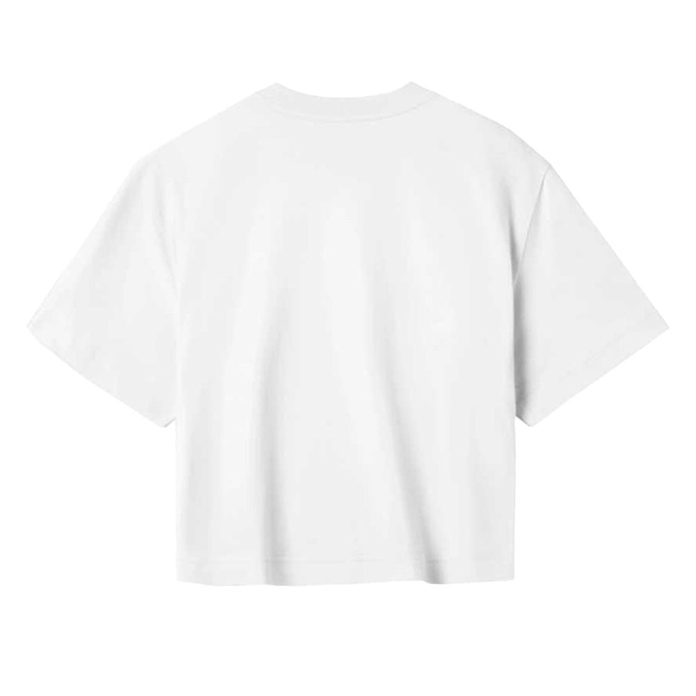 White - Back - Jaws Womens-Ladies Quints Shark Fishing Crop T-Shirt