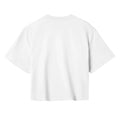 White - Back - Jaws Womens-Ladies Quints Shark Fishing Crop T-Shirt