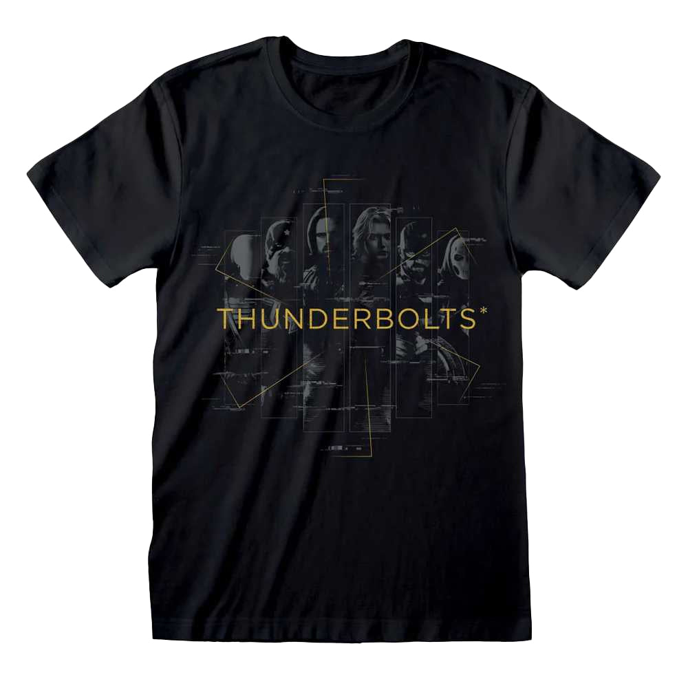 Black - Front - Thunderbolts* Unisex Adult In Rectangles Characters T-Shirt
