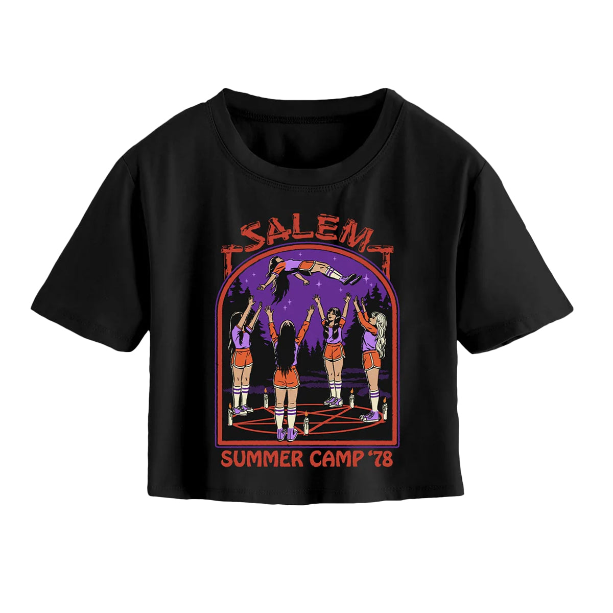 Black - Front - Steven Rhodes Unisex Adult Salem Summer Camp Crop T-Shirt
