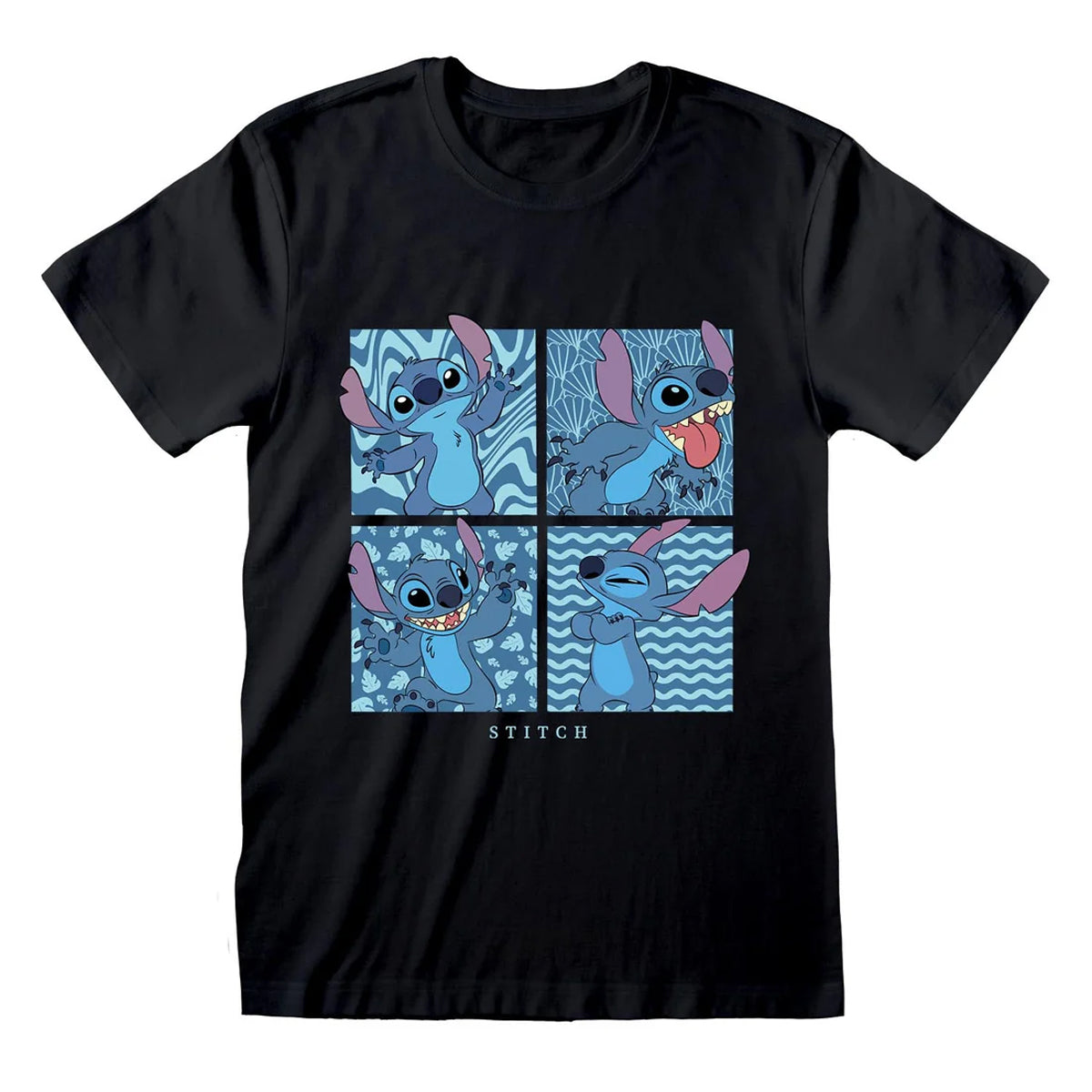 Black - Front - Lilo & Stitch Unisex Adult Character Boxes T-Shirt