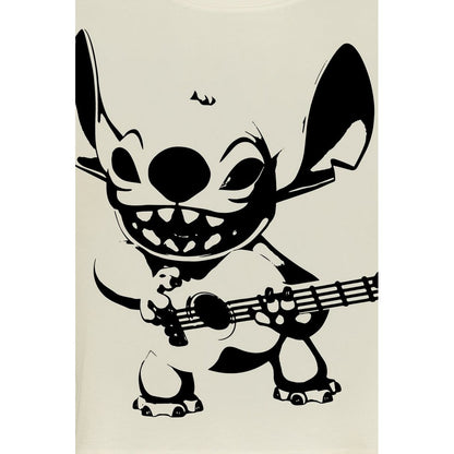 White - Side - Lilo & Stitch Womens-Ladies Guitar Crop T-Shirt