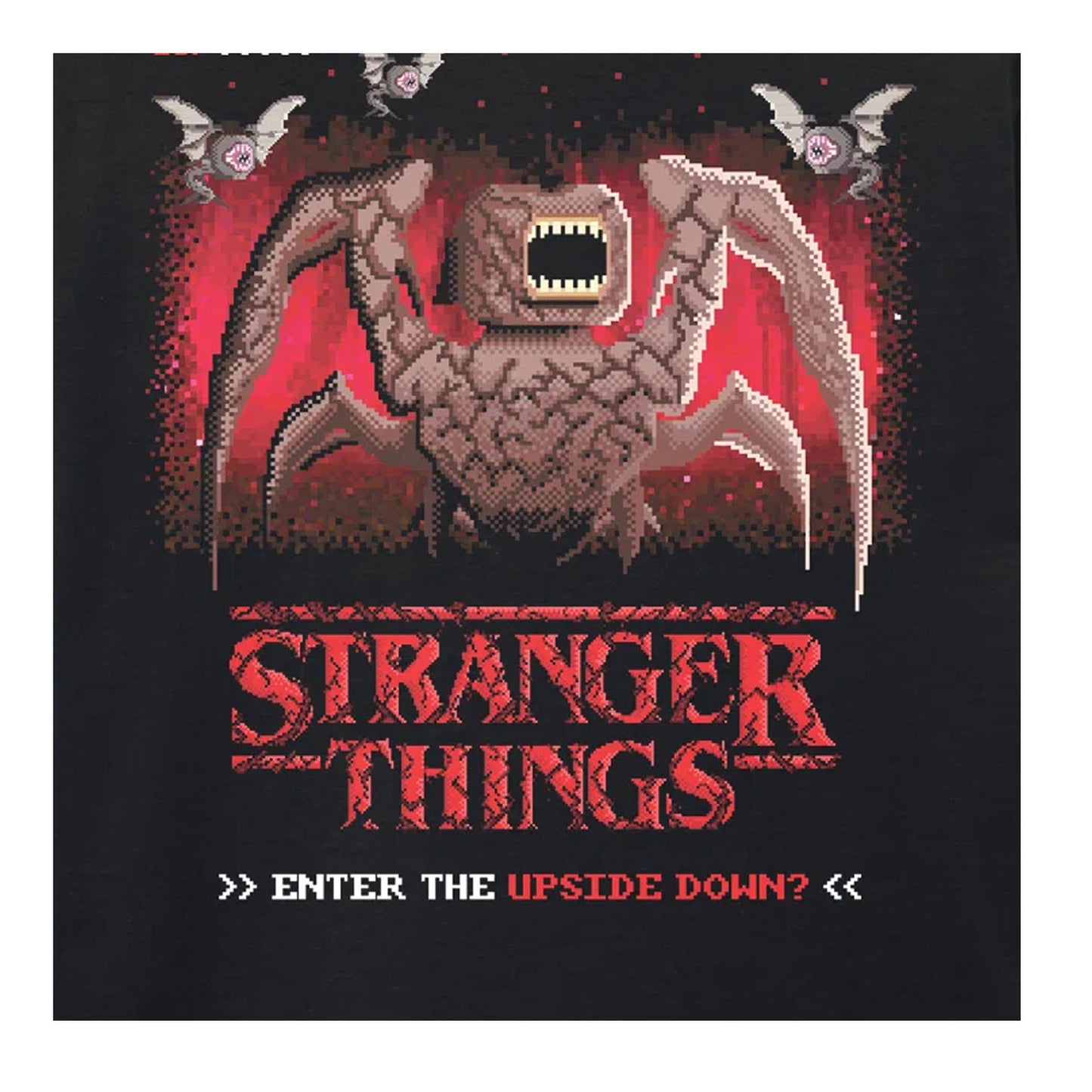 Black - Side - Stranger Things Unisex Adult 8 Bit Print T-Shirt