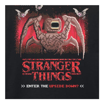 Black - Side - Stranger Things Unisex Adult 8 Bit Print T-Shirt