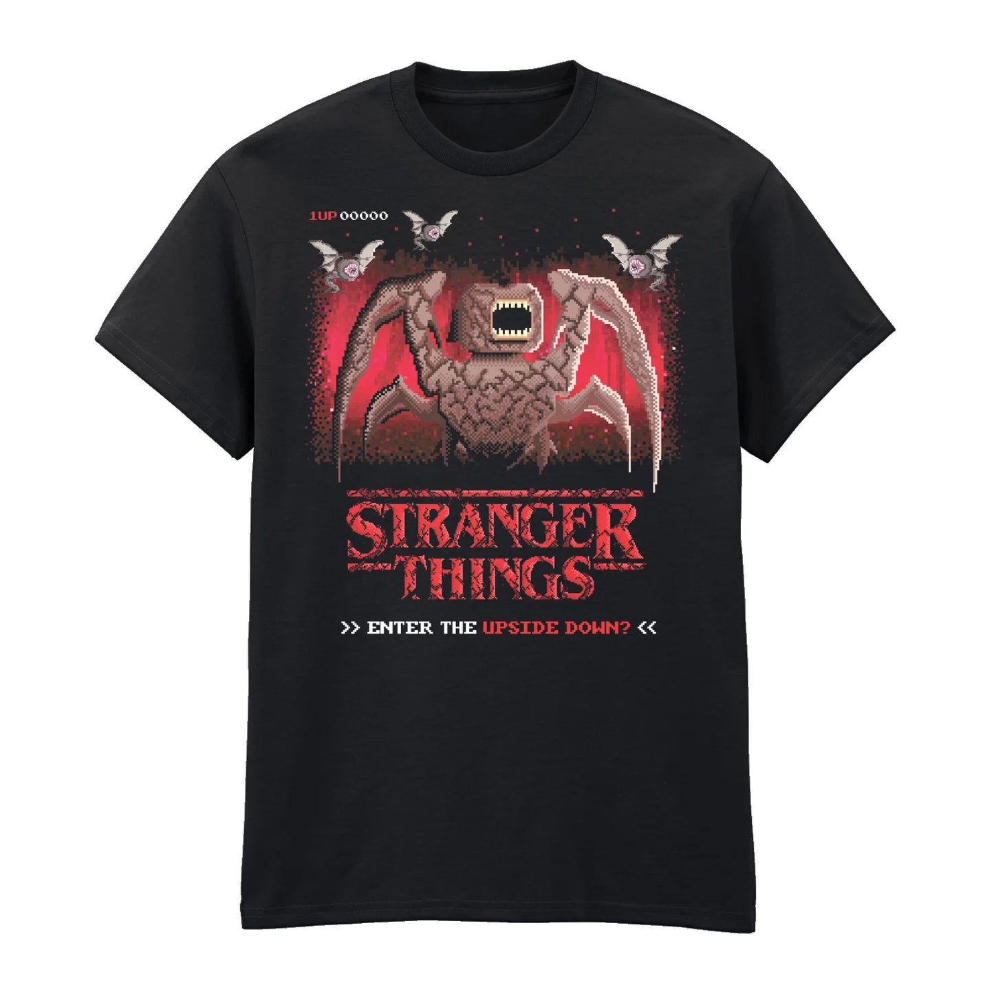 Black - Front - Stranger Things Unisex Adult 8 Bit Print T-Shirt