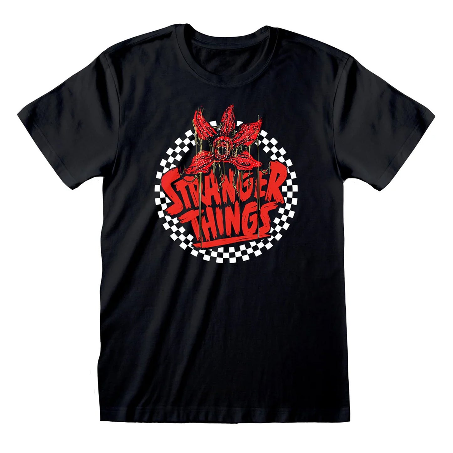 Black - Front - Stranger Things Unisex Adult Checkerboard Logo T-Shirt