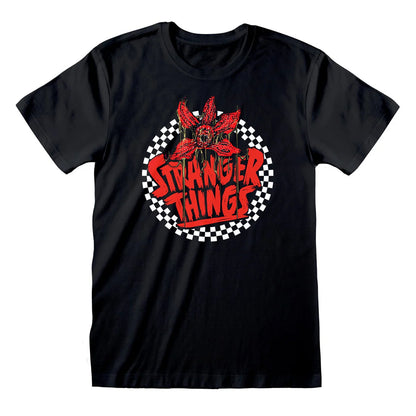Black - Front - Stranger Things Unisex Adult Checkerboard Logo T-Shirt
