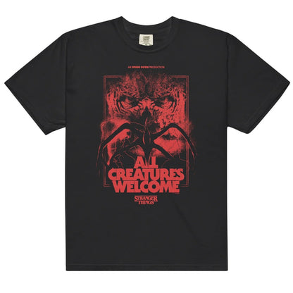 Black - Front - Stranger Things Unisex Adult All Creatures Welcome T-Shirt