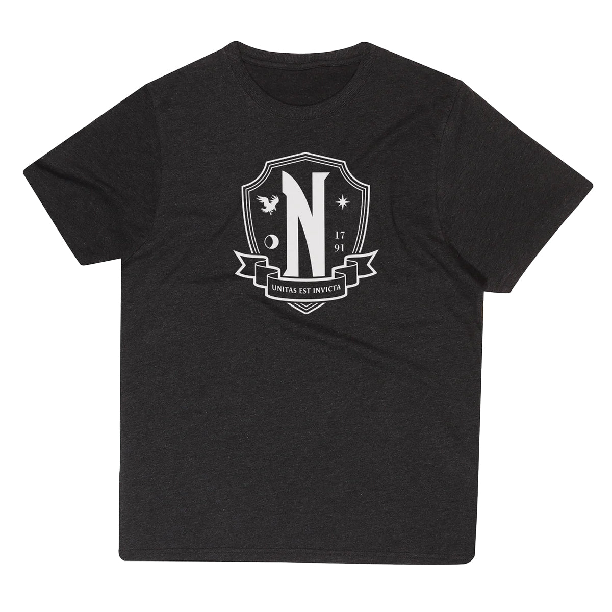 Black - Front - Wednesday Womens-Ladies Nevermore Logo T-Shirt