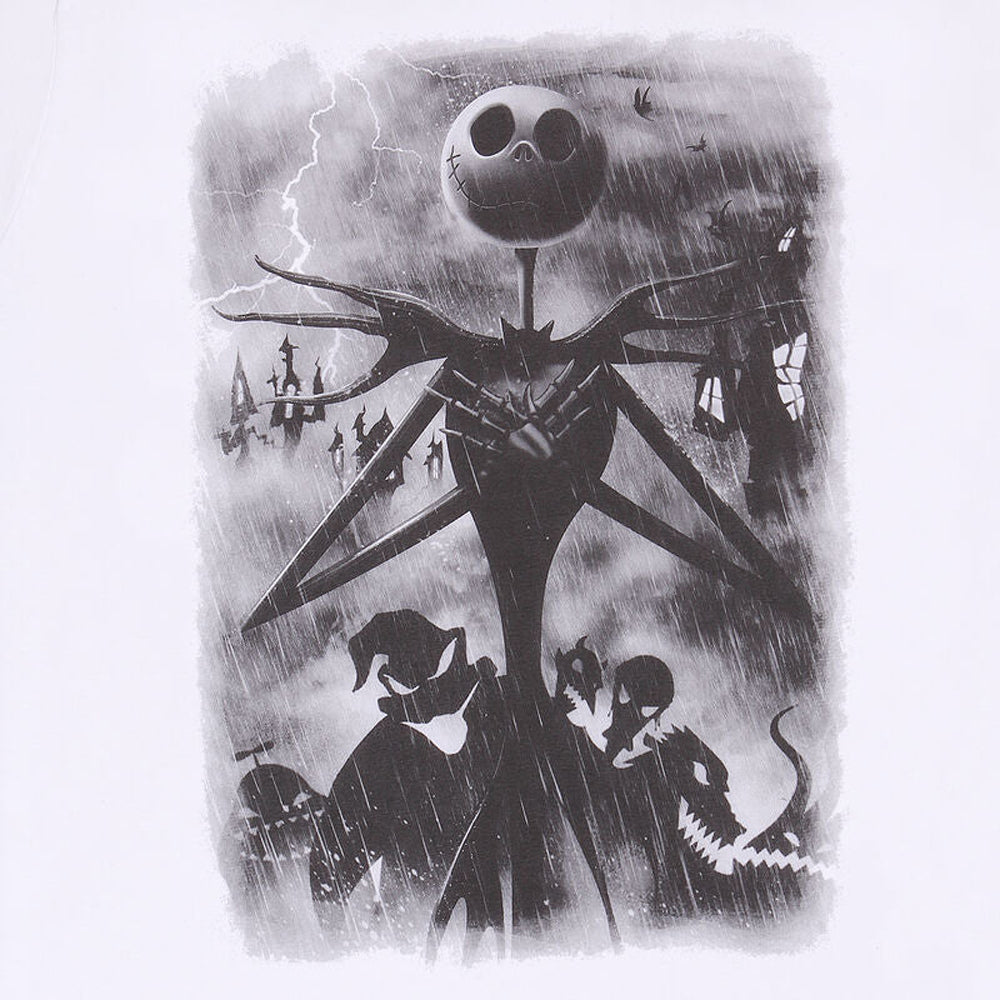 White - Side - The Nightmare Before Christmas Unisex Adult Stormy Skies T-Shirt