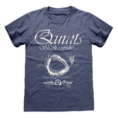 Vintage Heather Navy - Front - Jaws Unisex Adult Quints Shark Fishing T-Shirt