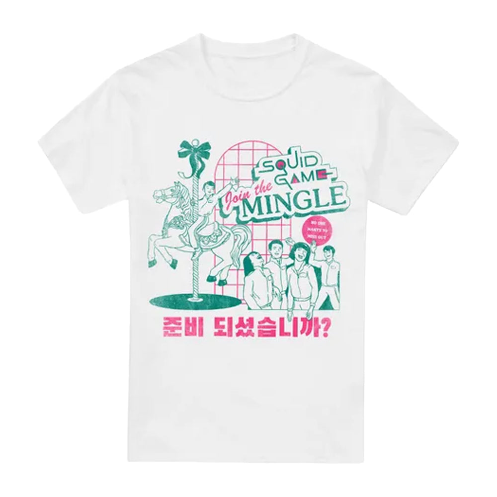 White - Front - Squid Game Unisex Adult Merry Go Round T-Shirt