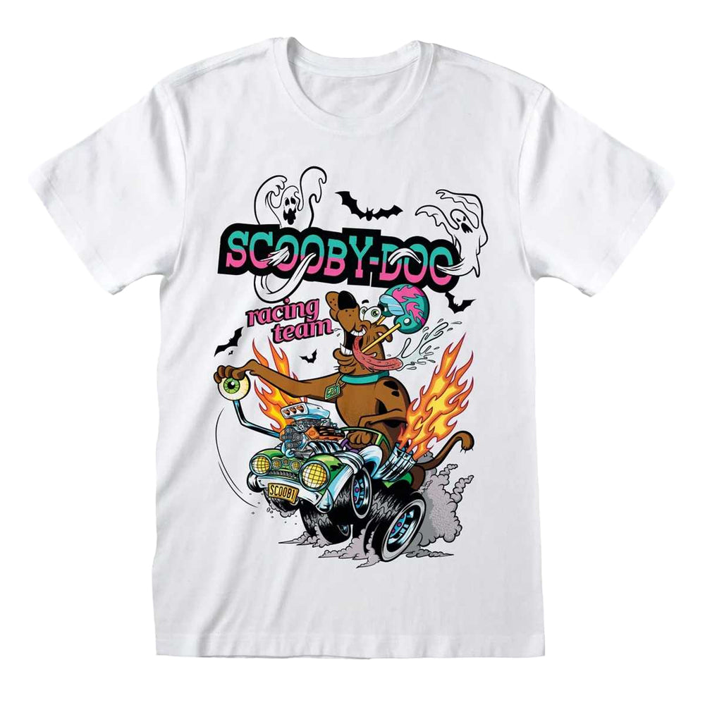 White - Front - Scooby Doo Unisex Adult Racing T-Shirt