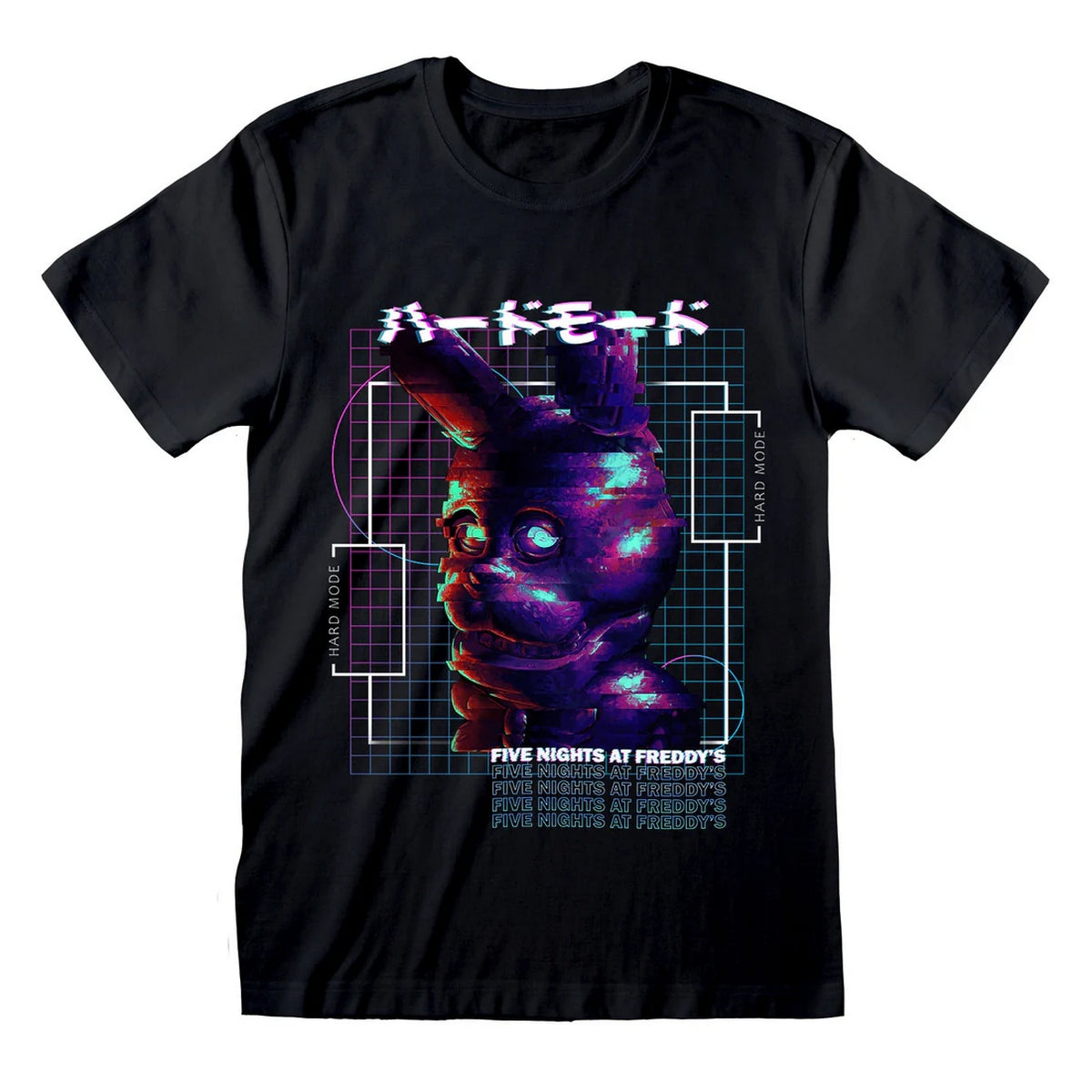 Black - Front - Five Nights At Freddys Unisex Adult Hard Mode Bonnie Glitch T-Shirt