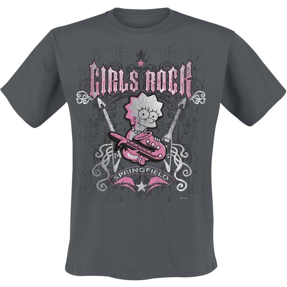 Light Graphite - Front - The Simpsons Unisex Adult Girls Rock T-Shirt