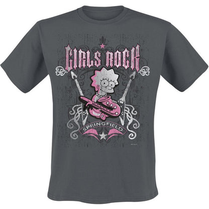 Light Graphite - Front - The Simpsons Unisex Adult Girls Rock T-Shirt