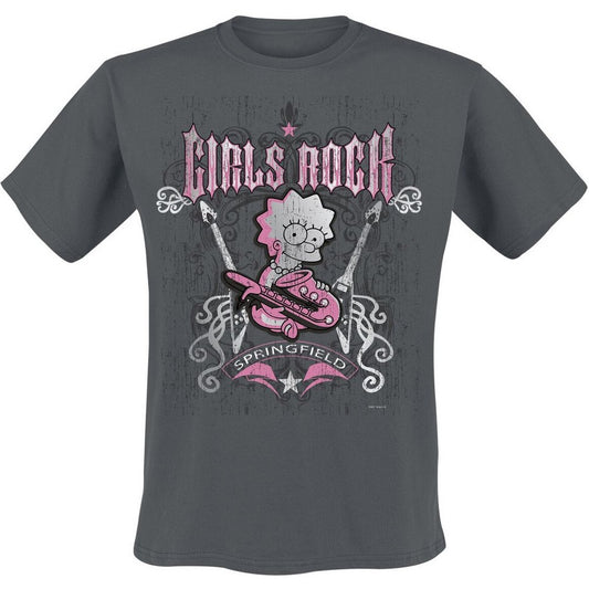 Light Graphite - Front - The Simpsons Unisex Adult Girls Rock T-Shirt