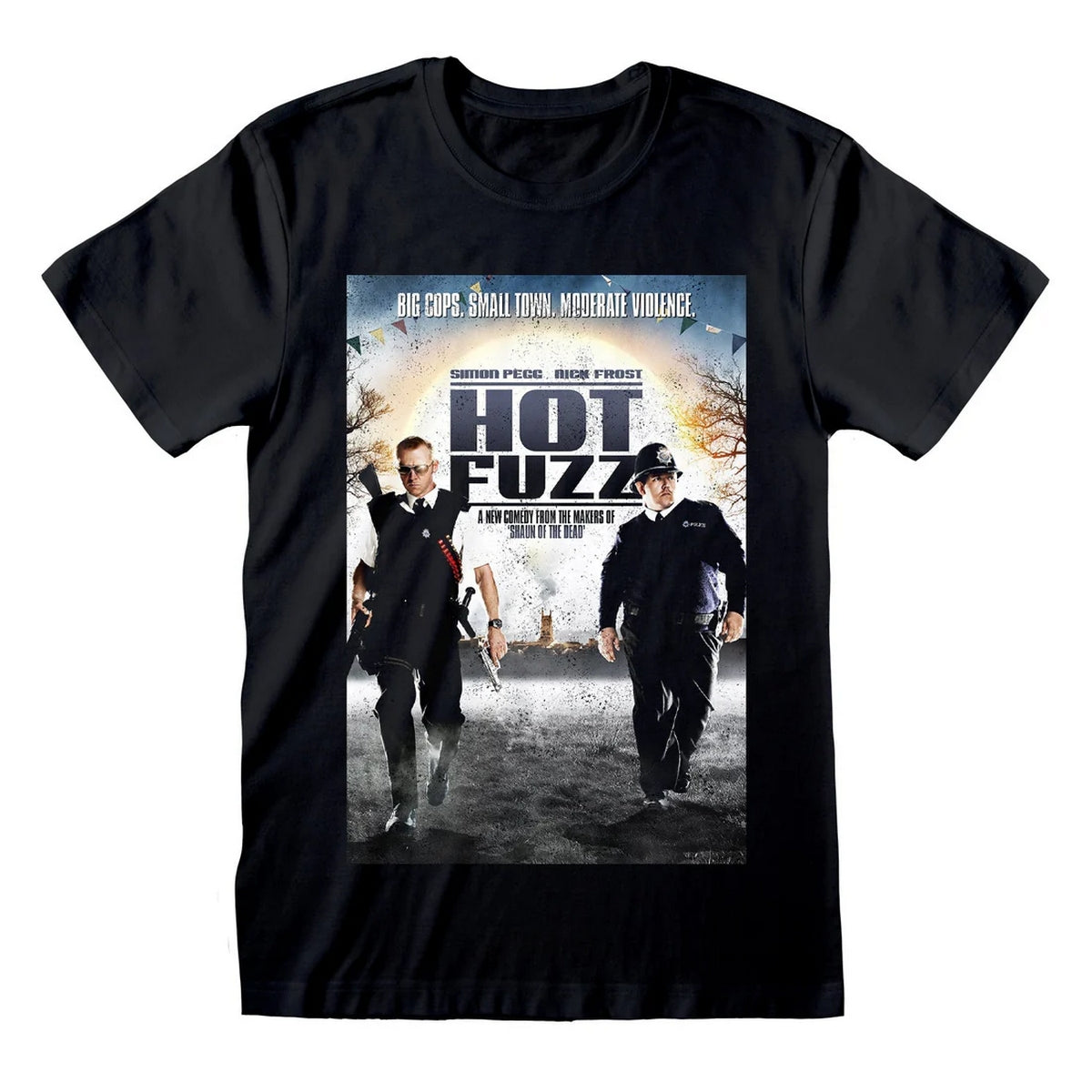 Black - Front - Hot Fuzz Unisex Adult Poster T-Shirt