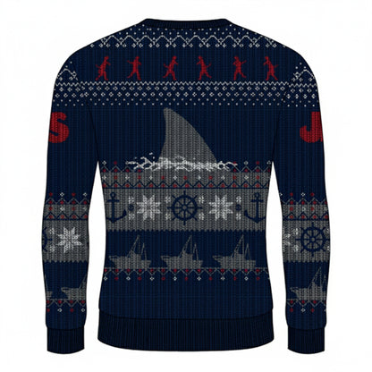 Stone Blue - Back - Jaws Unisex Adult Quint´s Shark Fishing Sweatshirt