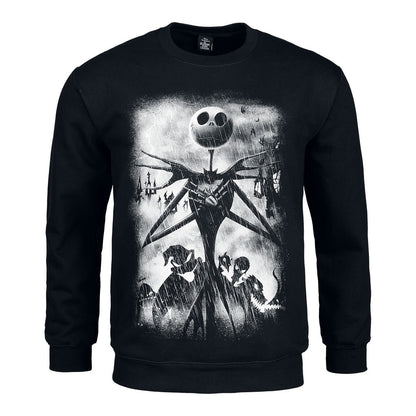 Black - Front - The Nightmare Before Christmas Unisex Adult Horror Scene Sweatshirt