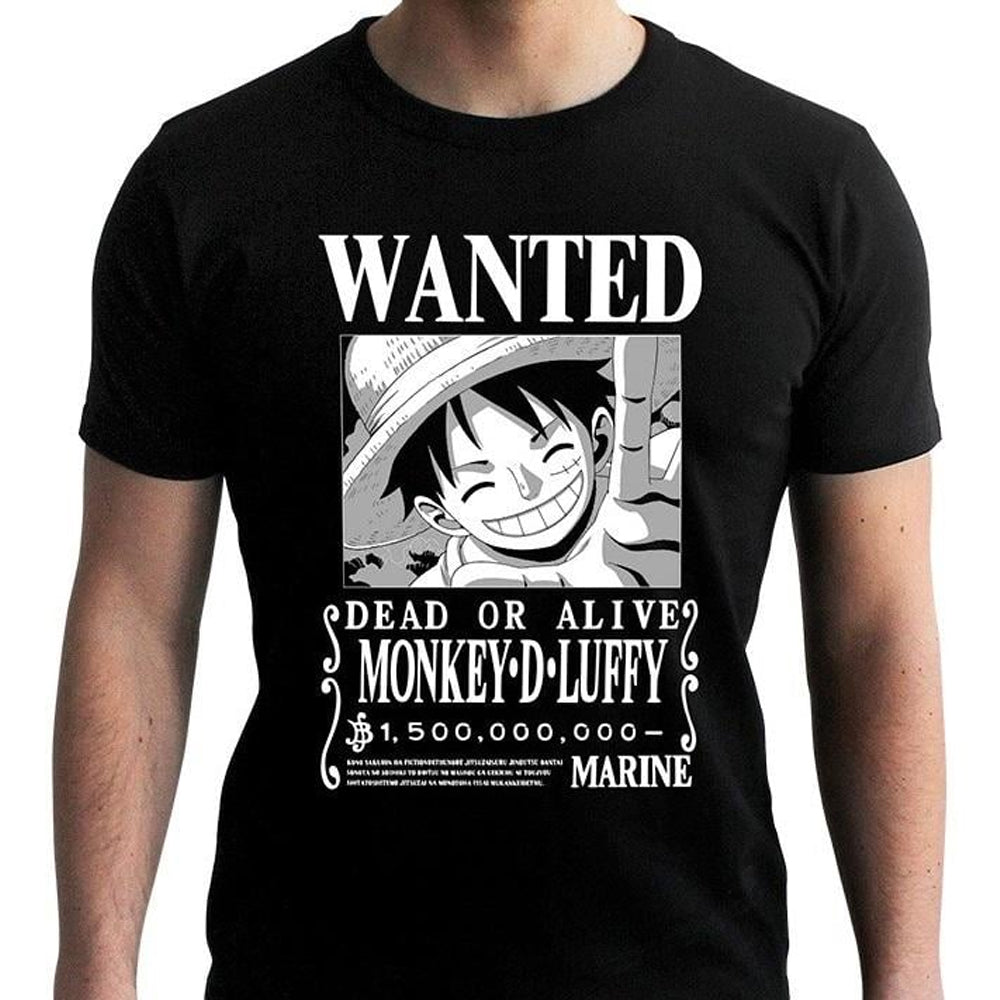 Black - Front - One Piece Unisex Adult Luffy Wanted Poster T-Shirt