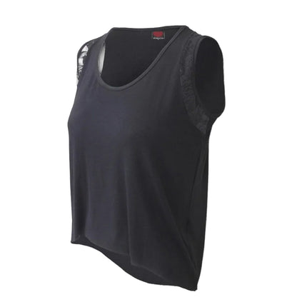 Black - Back - Spiral Direct Womens-Ladies Lace Detail Sleeveless Top