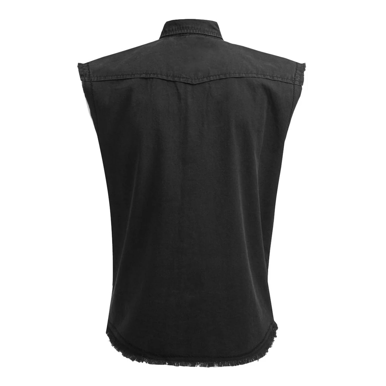 Black - Back - Spiral Direct Mens Worker Stonewashed Sleeveless Shirt