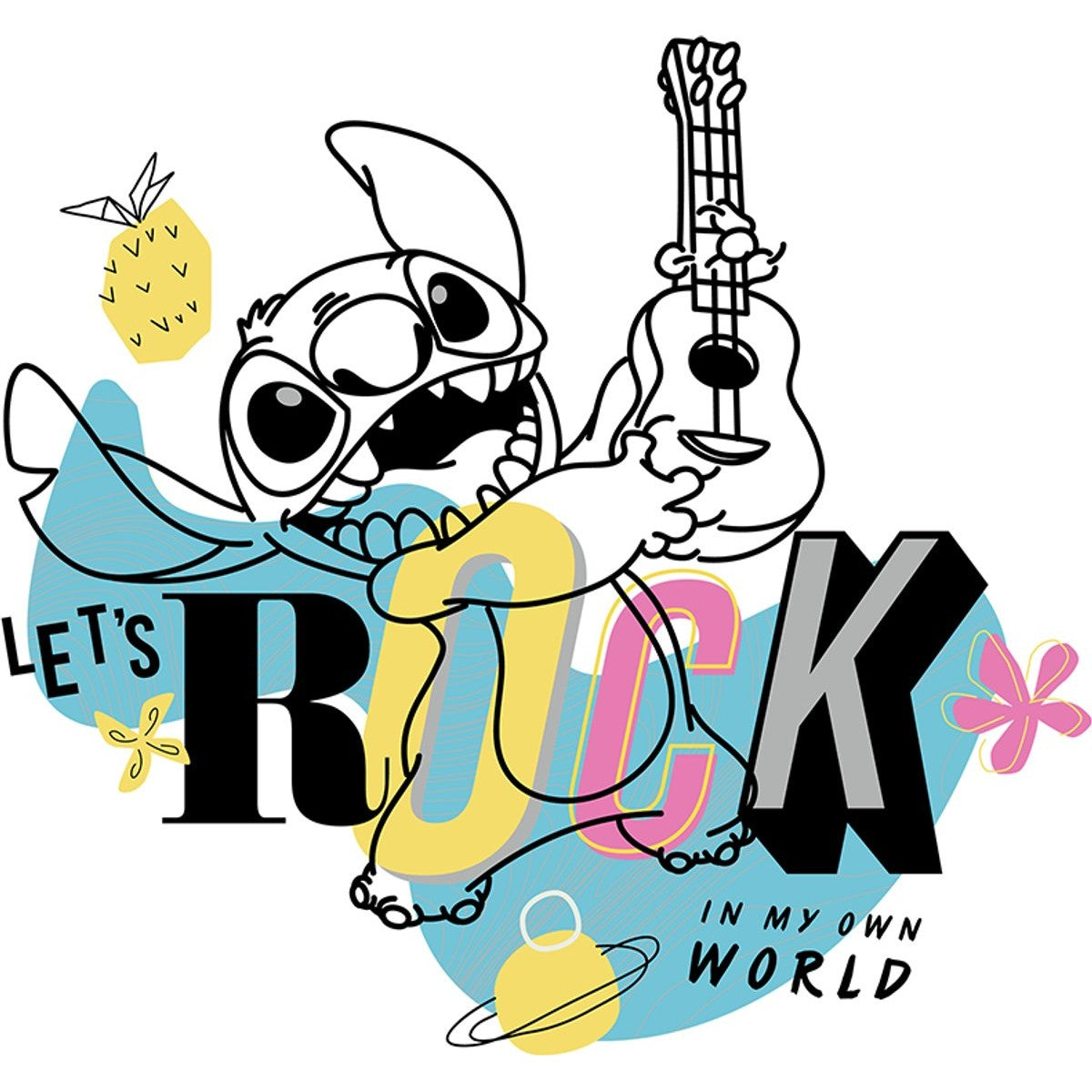 White - Back - Lilo & Stitch Womens-Ladies Lets Rock Tank Top
