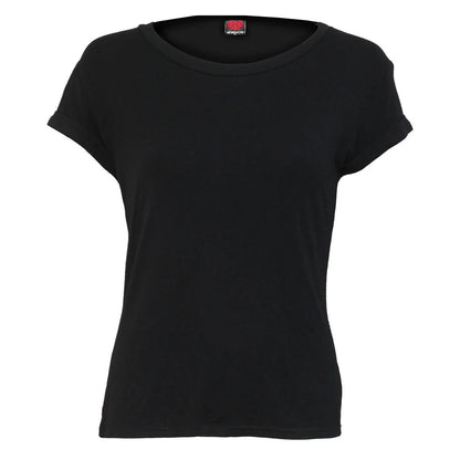 Black - Front - Spiral Direct Womens-Ladies Boat Neck Capped Sleeved Top