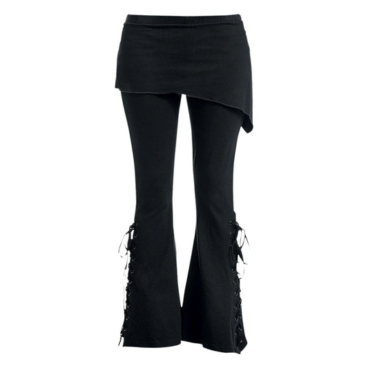 Black - Front - Spiral Direct Womens-Ladies 2 in 1 Bootcut Leggings