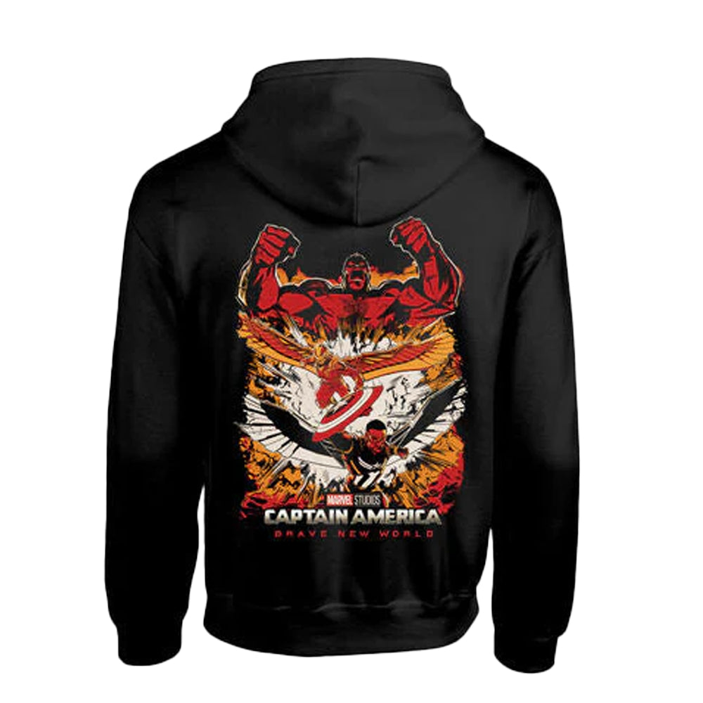 Black - Back - Captain America: Brave New World Unisex Adult Crushed Sheild Hoodie