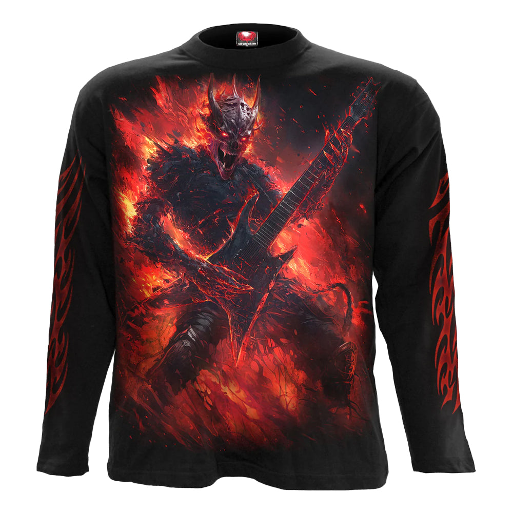 Black - Front - Spiral Direct Unisex Adult Riff Burner Back Print Long-Sleeved T-Shirt