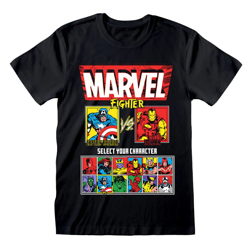 Black - Front - Marvel Comics Unisex Adult Vs Screen T-Shirt