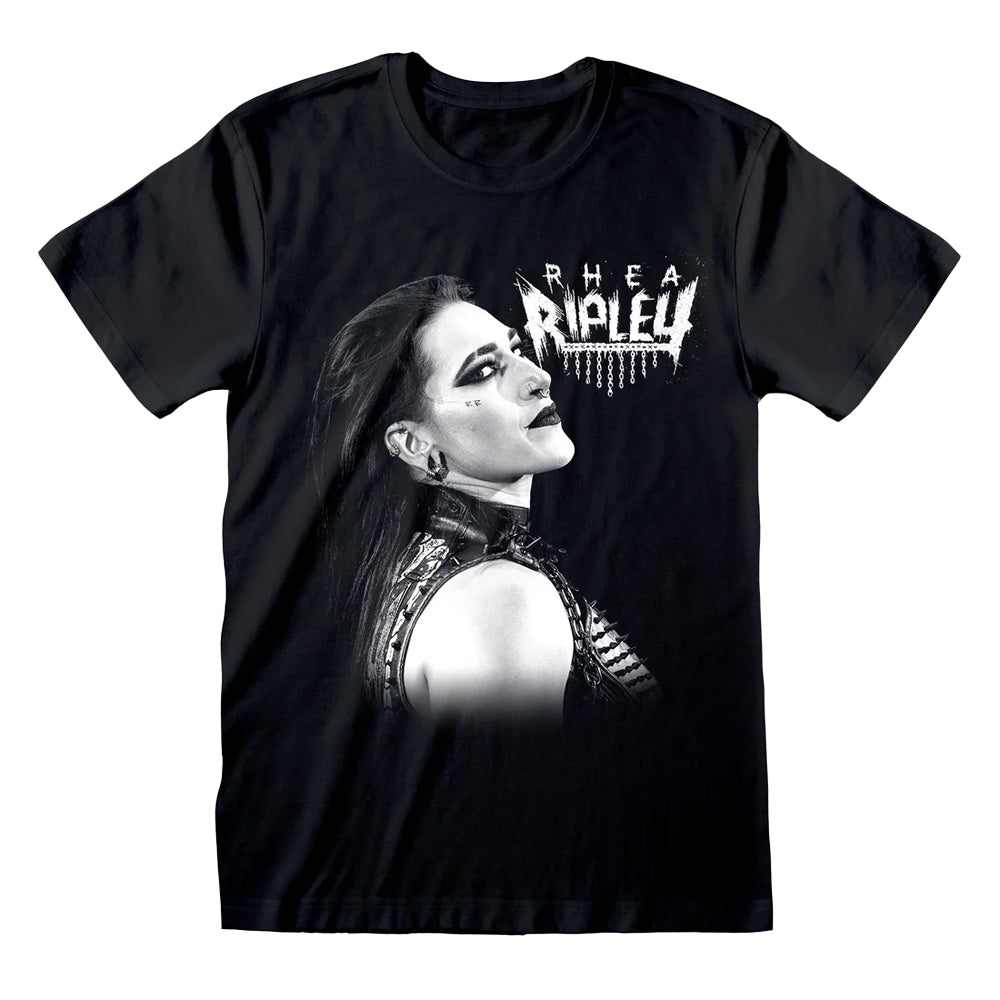 Black - Front - WWE Unisex Adult Rhea Ripley Faded Pose T-Shirt