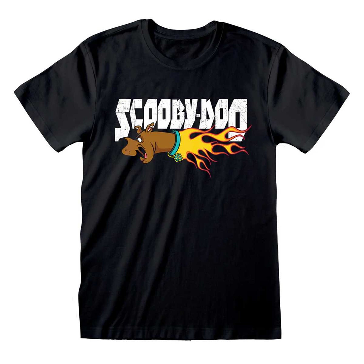 Black - Front - Scooby Doo Unisex Adult Scooby Flaming T-Shirt