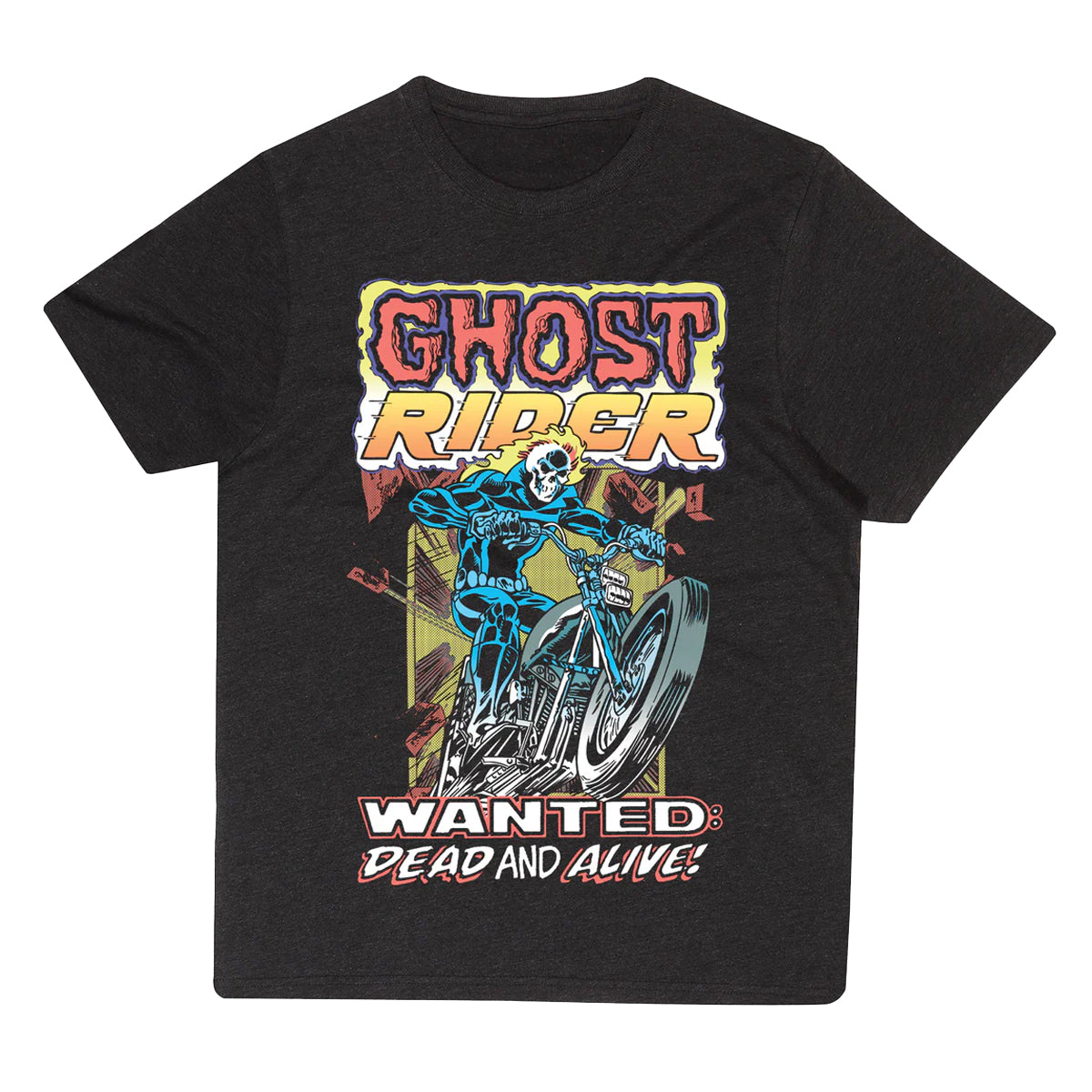 Heather Black - Front - Ghost Rider Unisex Adult Dead And Alive T-Shirt