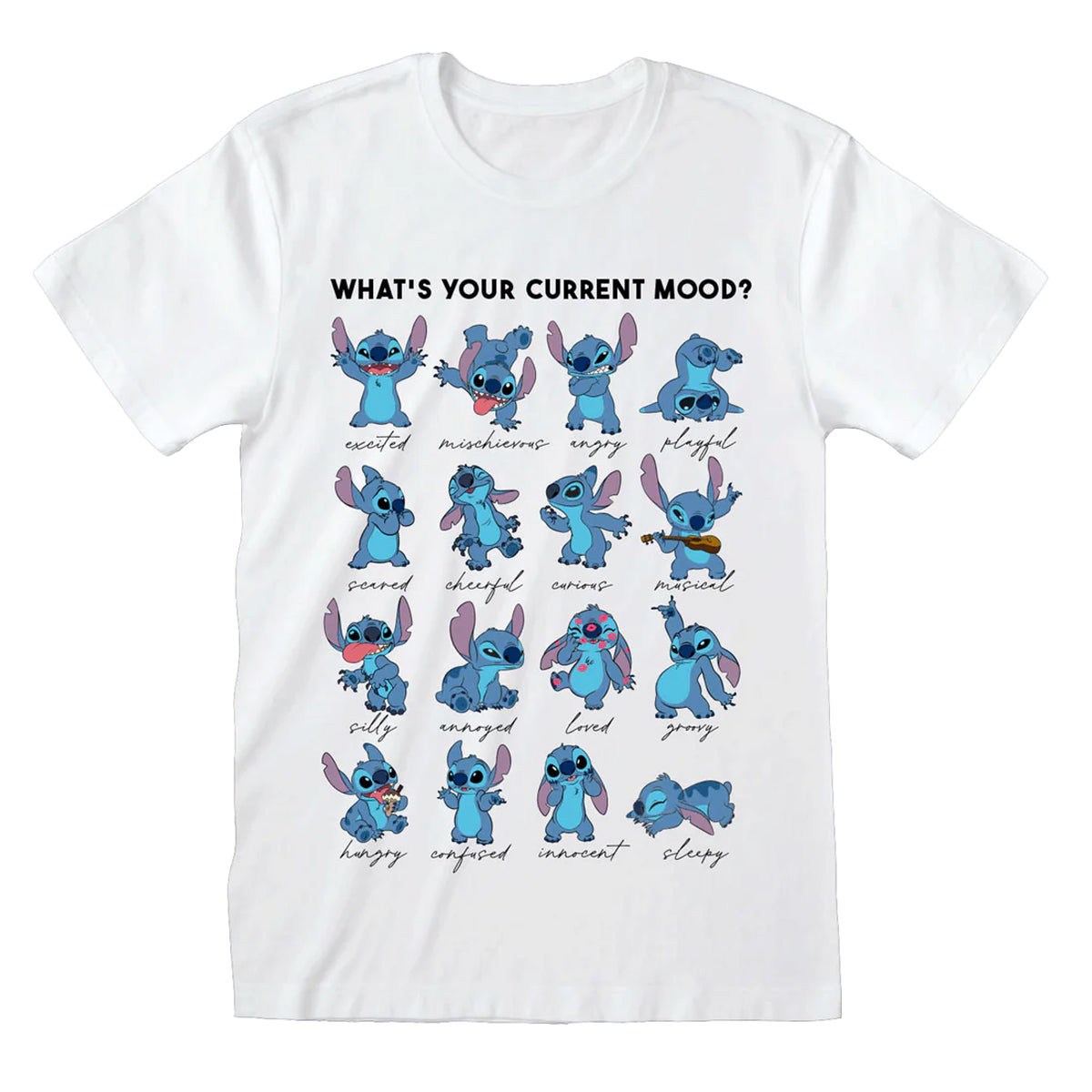 White - Front - Lilo & Stitch Unisex Adult Emotions T-Shirt