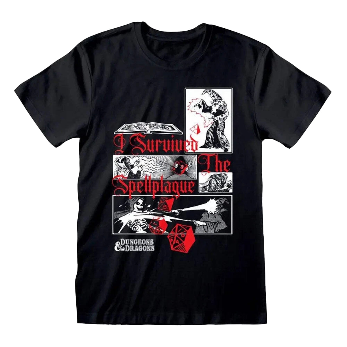 Black - Front - Dungeons & Dragons Unisex Adult I Survived The Spellplague T-Shirt
