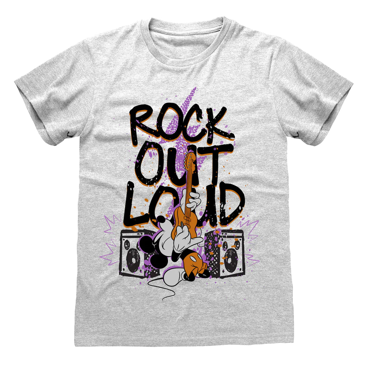 Heather Grey - Front - Disney Unisex Adult Rock Out Loud Mickey T-Shirt