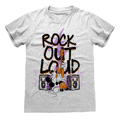 Heather Grey - Front - Disney Unisex Adult Rock Out Loud Mickey T-Shirt