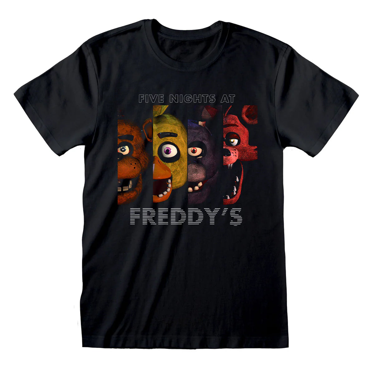 Black - Front - Five Nights At Freddys Unisex Adult Character Panels T-Shirt