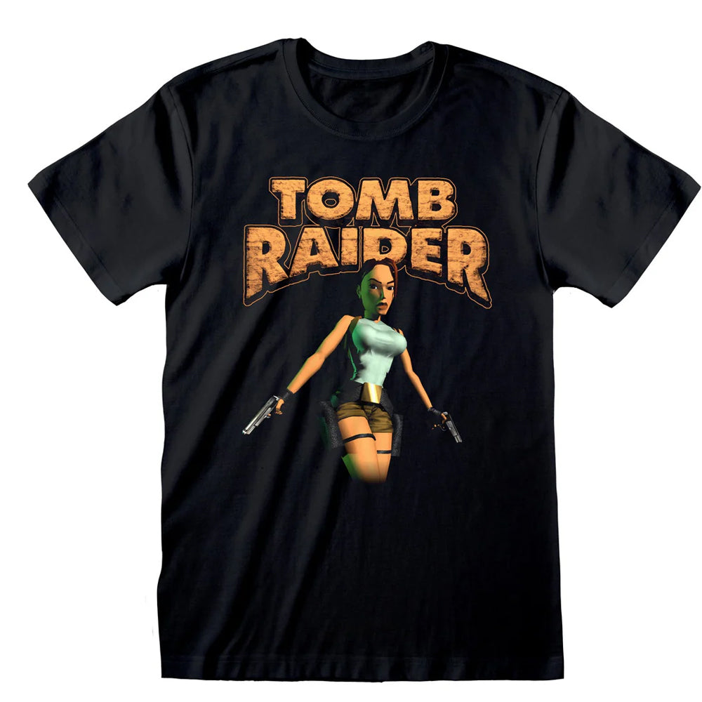 Black - Front - Tomb Raider Unisex Adult Classic Tr1 Lara Croft T-Shirt