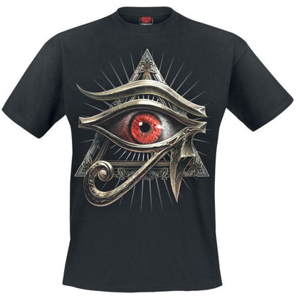 Black - Front - Spiral Direct Unisex Adult Evil Eye T-Shirt