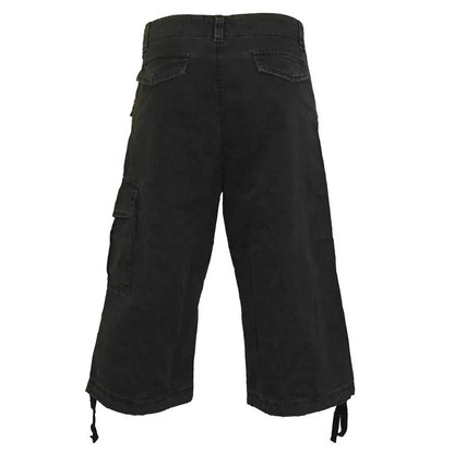 Black - Back - Spiral Direct Mens Vintage 3-4 Length Cargo Shorts