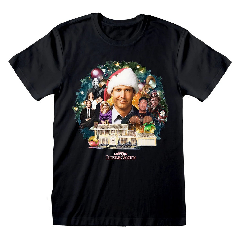 Black - Front - National Lampoon´s Christmas Vacation Unisex Adult Group Shot T-Shirt
