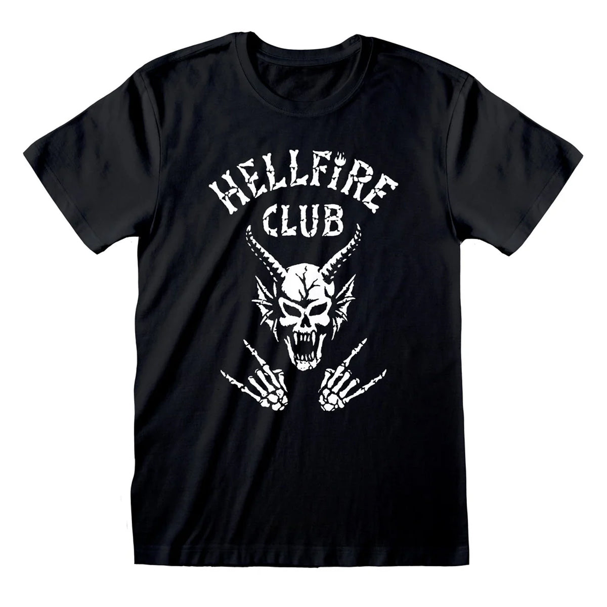 Black - Front - Stranger Things Unisex Adult HFC Skull T-Shirt