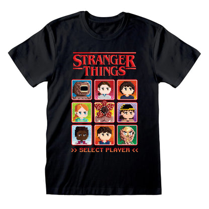 Black - Front - Stranger Things 5 Unisex Adult Select A Player T-Shirt
