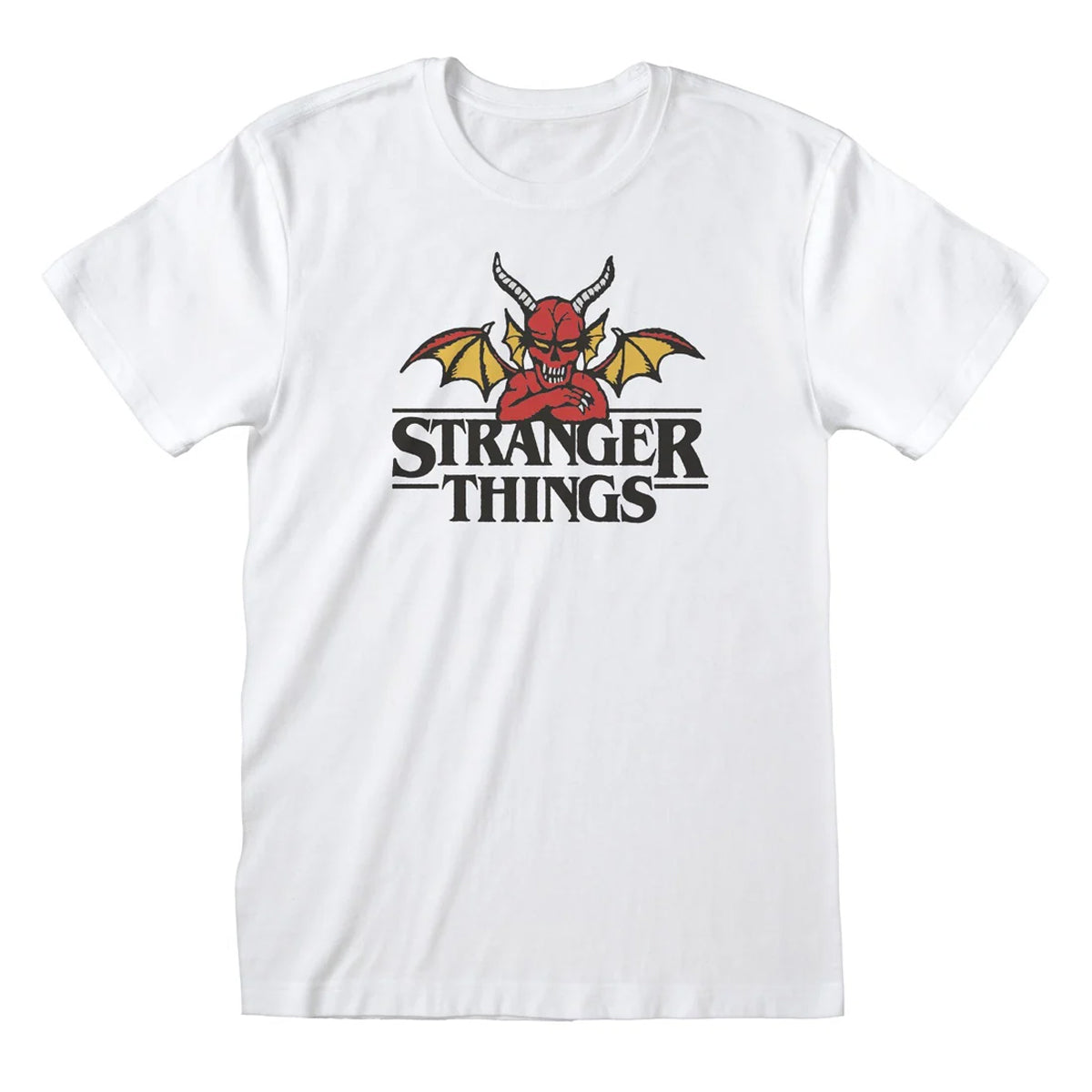 White - Front - Stranger Things Unisex Adult The Demon T-Shirt